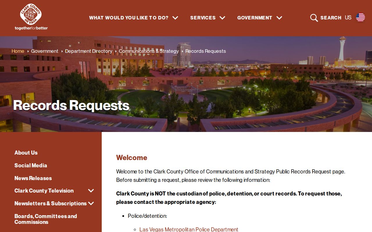 Spring Valley residents directory Clark County public record request route