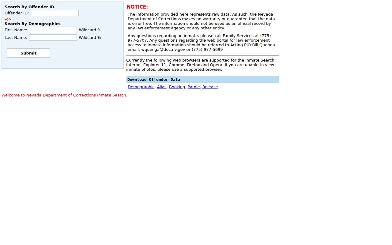 Spring Valley resident lookup Nevada Department of Corrections search